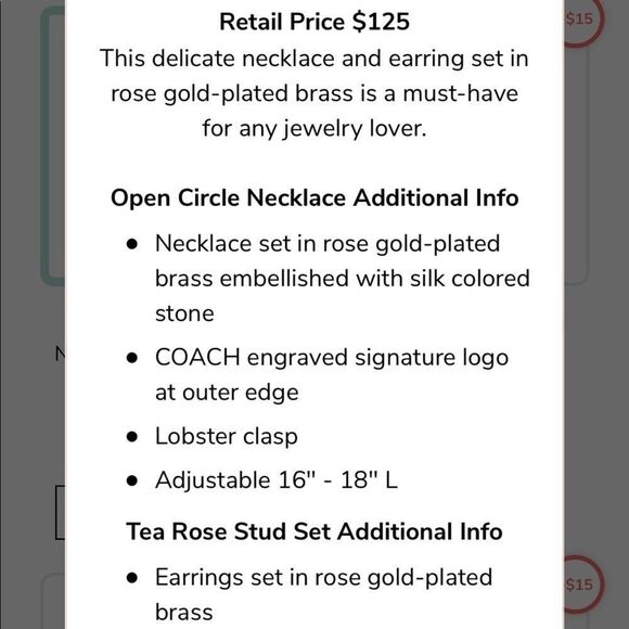 Coach Necklace and Earrings - Picture 6 of 6